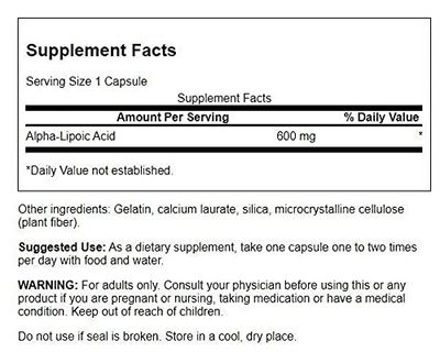 Swanson Alpha Lipoic Acid - Natural Supplement Supporting Healthy Blood Pressure Levels Already Within a Normal Range - Promotes Carbohydrate Metabolism - (60 Capsules, 600mg Each) (3 Pack)