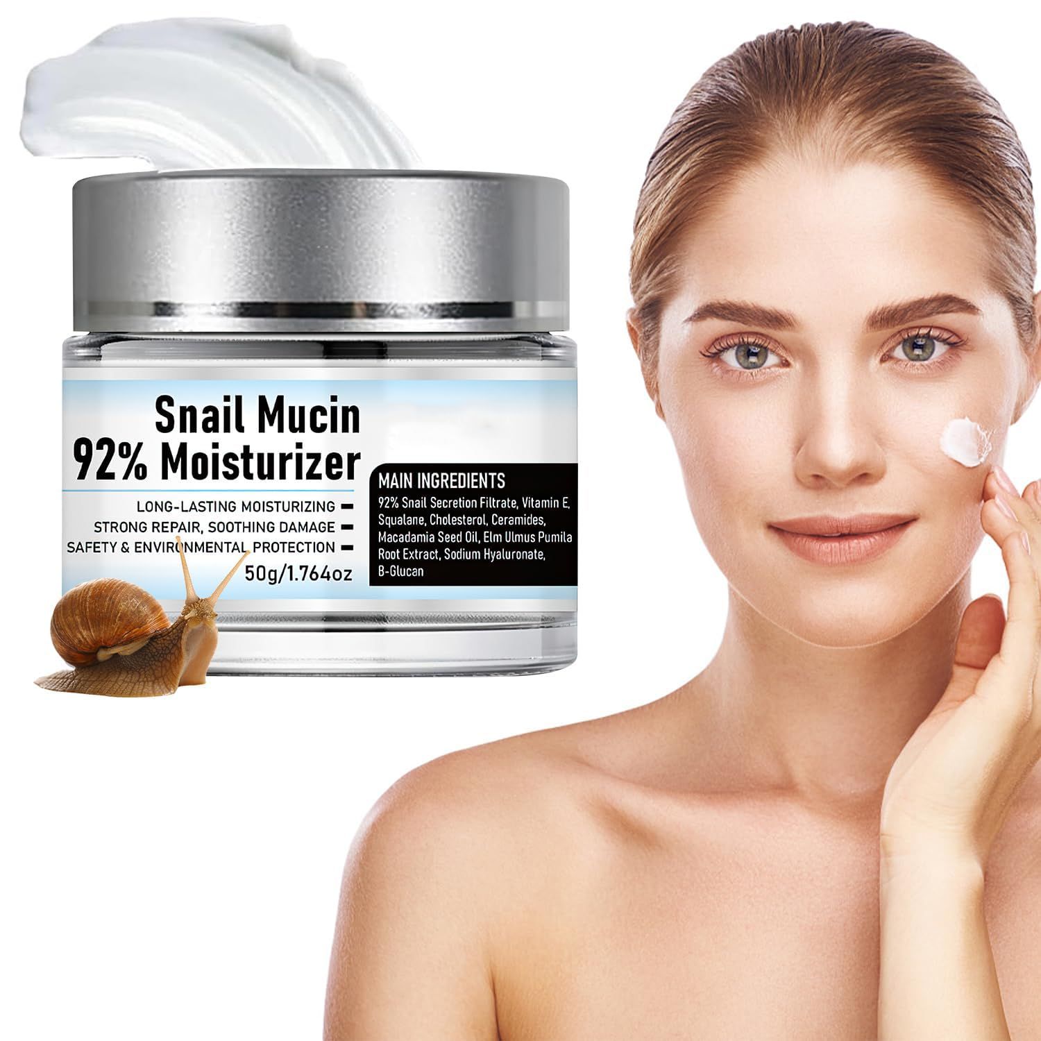 COLOTTE Snail Mucin 92 Moisturizer Daily Face Gel Cream,Snail Mucin 92 Repair Cream,Hydrating Repair Face Gel Cream for All Skin Types,Snail Cream for Face Moisturizer (1 PCS)