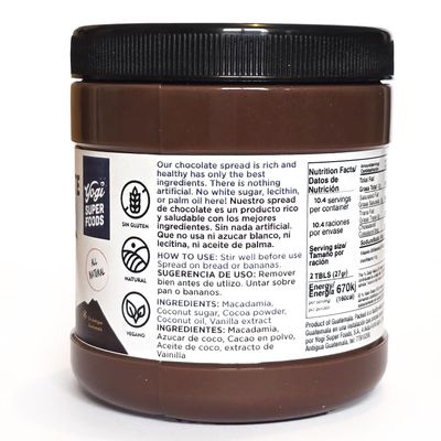 Yogi Super Foods Chocolate Spread, Keto Chocolate Dessert, Low Carb, Keto Friendly, Vegan Healthy Chocolate Spread, Keto Sweets, Chocolate Nut Butter with Macadamia Nuts and Coconut Sugar - 283g