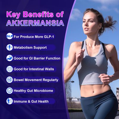 AKSDFM GLP-1 Supplement - 300 Billion AFU Akkermansia Probiotic for Women Men, Akkermansia Muciniphila for GLP-1 Production, Digestive, Gut, Immunity, Enhances Gut Lining Function - 60 Count
