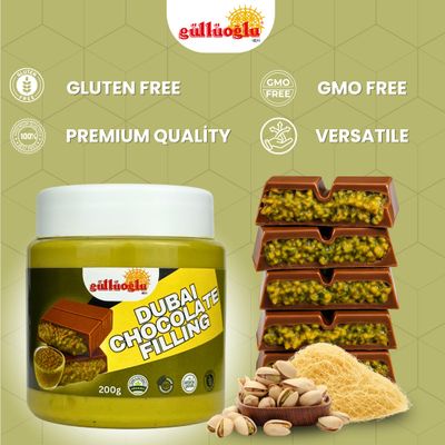 Gulluoglu Dubai Chocolate Filling - 200g 7oz Pistachio Cream with Crispy Kadayif Middle Eastern Gourmet Dessert Best Ingredient For Dubai Chocolate Rich, Crunchy Decadent Treat