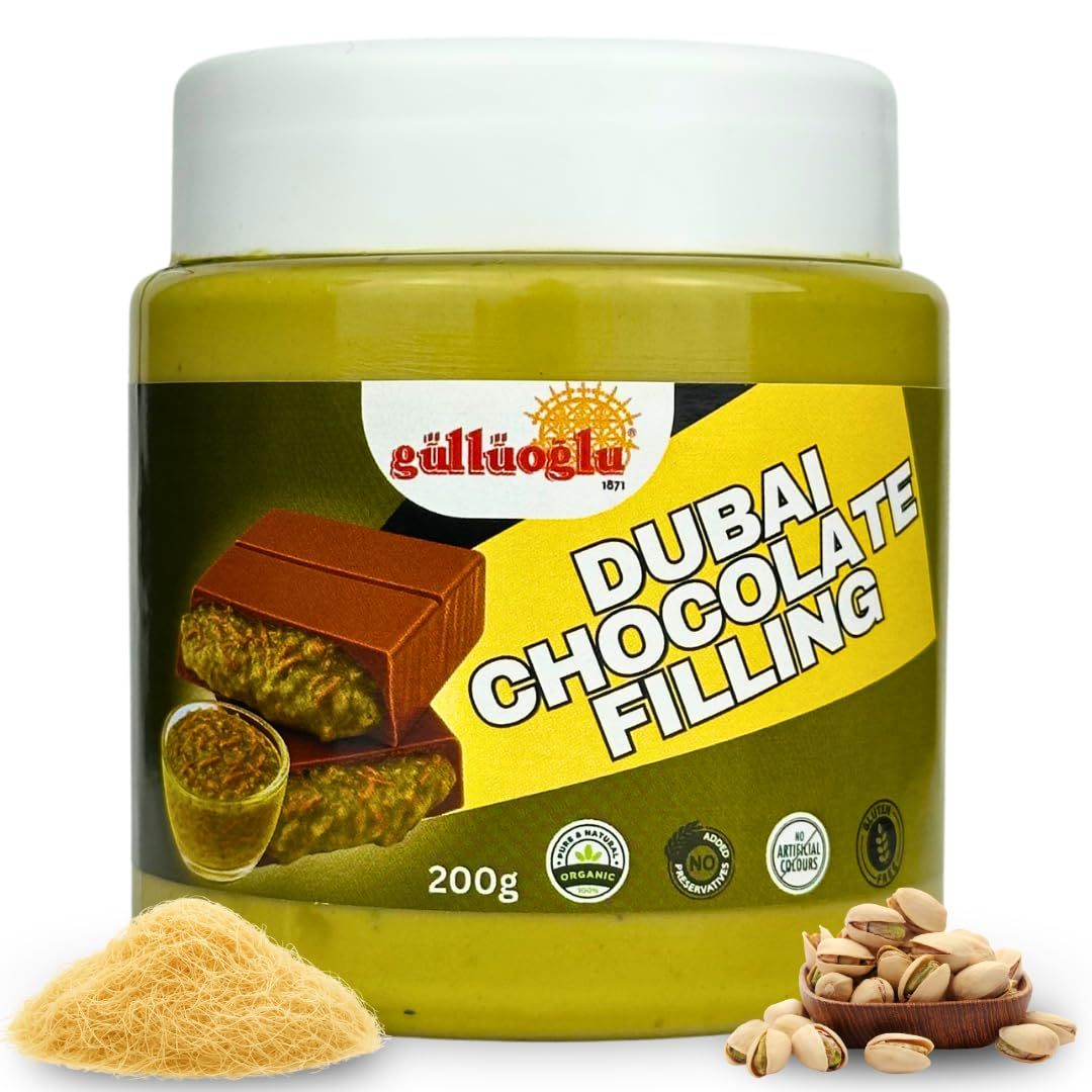 Gulluoglu Dubai Chocolate Filling - 200g 7oz Pistachio Cream with Crispy Kadayif Middle Eastern Gourmet Dessert Best Ingredient For Dubai Chocolate Rich, Crunchy Decadent Treat