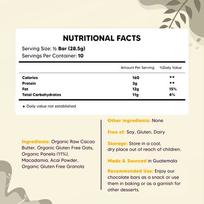 Yogi Super Foods Vegan White Chocolate Acai Bar, Healthy Organic for Energy Boost made with Acai Berry, Raw Cacao Butter, Gluten Free Oats, Sweetened with Panela Sugar, Granola and Macadamia - 1 Bar