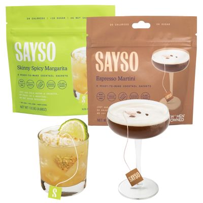 SAYSO Skinny Spicy Margarita Espresso Martini Cocktail Tea Bags - Instant Cocktail or Mocktail Mixers - No Hot Water - Professionally Crafted - Home Bar - Organic Ingredients, 16-Pack