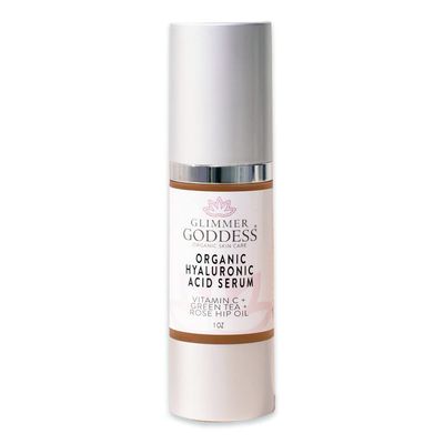 Glimmer Goddess Organic Face Serum with Hyaluronic Acid and Vitamin C - Hydrating Firming Formula for Radiant Skin (1 oz)