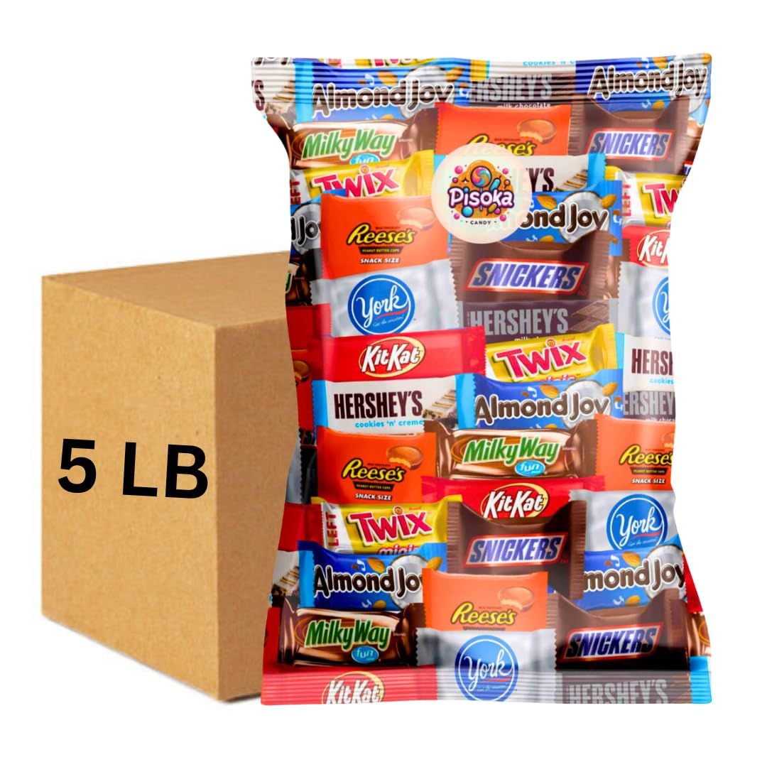 Bulk Variety Pack of Fun Size Chocolate Candy - Individually Wrapped Chocolate Mix for Parties, Gift Bags, and Everyday Treats (5 LB)
