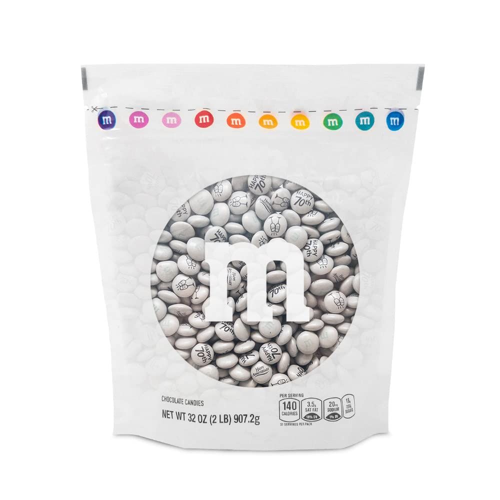 MM S WORLD 70th Anniversary Milk Chocolate Candy - 2lbs of bulk candy perfect for Platinum Anniversary Party, 70th Anniversary DIY Anniversary Party Favors