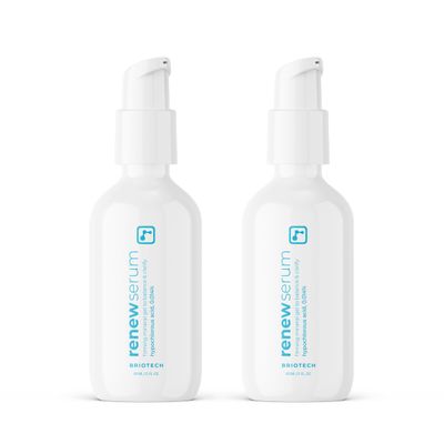 BRIOTECH Skin Serum, Hypochlorous Acid Mineral Serum, Soften Fine Lines, Smooth Face Neck Chest, Spot Corrector, Soothe Dry Red Skin, 2 fl oz ea, 2 ct