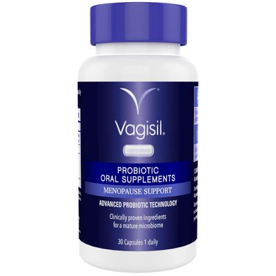 Vagisil Menopause Support Probiotic Supplement, Clinically Proven Ingredients with D-Mannose and LactoCran, Clean Formula for Mature Women, Non-GMO, Dairy-Free, 30 Capsules