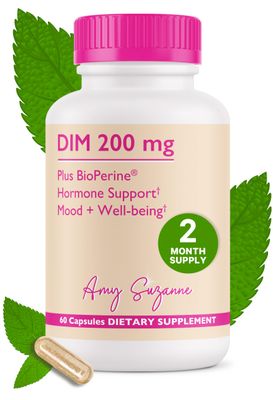 Amy Suzanne 200 DIM Supplement for Women - Estrogen Metabolism and Hormone Harmony for Menopause, Perimenopause PMS Support - DIM Plus Bioperine for Mood Support - 60 Day Supply, Vegan