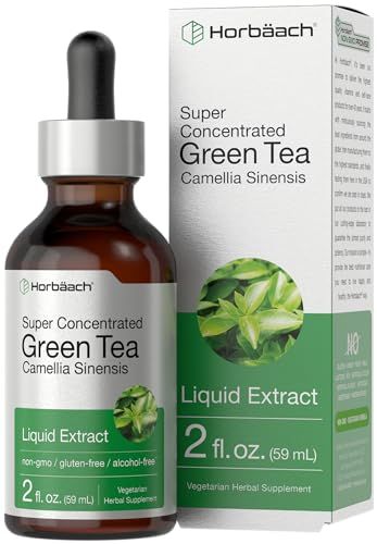Horb ach Green Tea Extract Liquid 2 Fl Oz Alcohol Free, Vegetarian Tincture Super Concentrated Supplement Non-GMO, Gluten Free