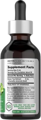 Horb ach Green Tea Extract Liquid 2 Fl Oz Alcohol Free, Vegetarian Tincture Super Concentrated Supplement Non-GMO, Gluten Free