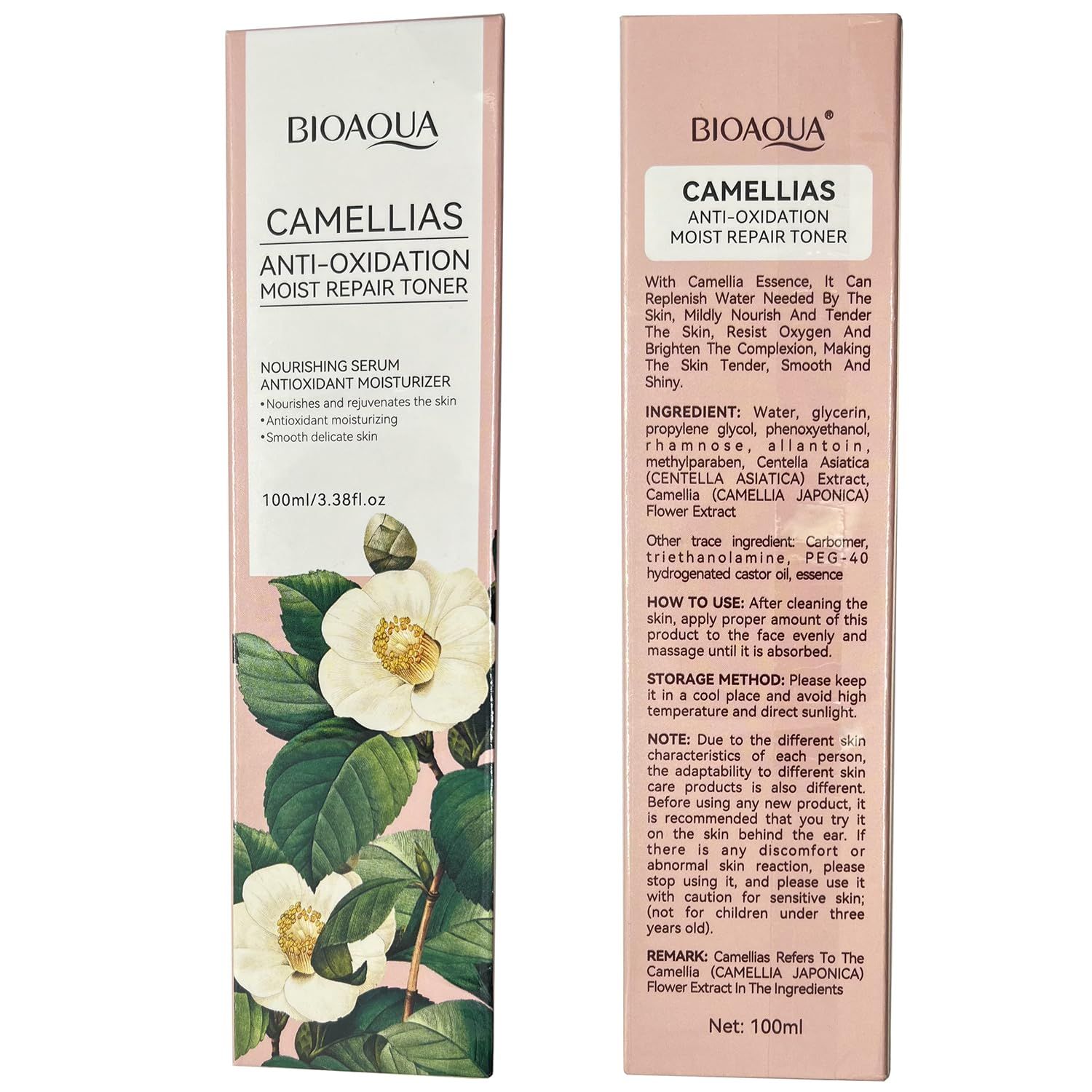 BIOAQUA Camellias Anti-Oxidation Moisturizing Repair Toner Nourishing Serum Smooth Delicate Skin Care 100ml 3.38fl.oz