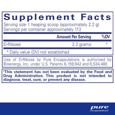 Pure Encapsulations Ribose Hypoallergenic Supplement with Rapid Energy Repletion for Intense Exercise 8.8 Ounces