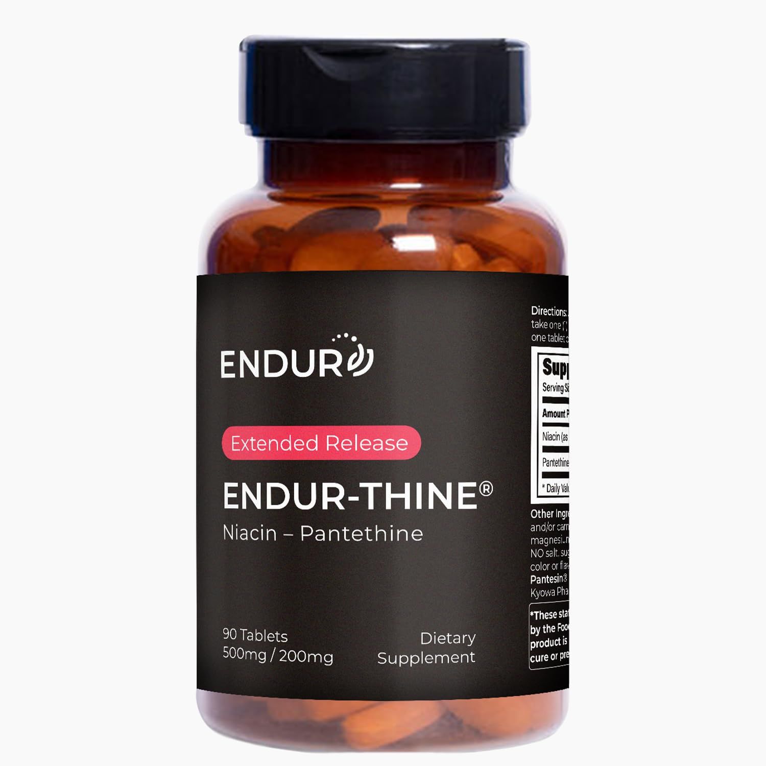 Endurance Products Endur-Thine - 500mg Extended Release Low-Flush Niacin 200mg Pantethine from Pantesin (Pantothenic Acid) - Cardiovascular Support - 90 Tablet