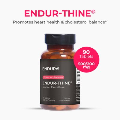 Endurance Products Endur-Thine - 500mg Extended Release Low-Flush Niacin 200mg Pantethine from Pantesin (Pantothenic Acid) - Cardiovascular Support - 90 Tablet