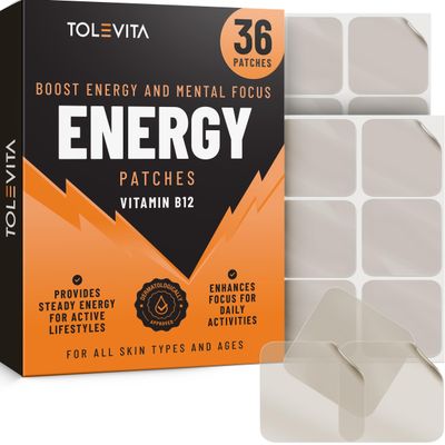 TOLEVITA Energy Patches with Vitamin B12-36 Pcs Energy, Mental Focus Vitality Perfect Active Lifestyles, Fitness, Workouts, Travel Daily Use