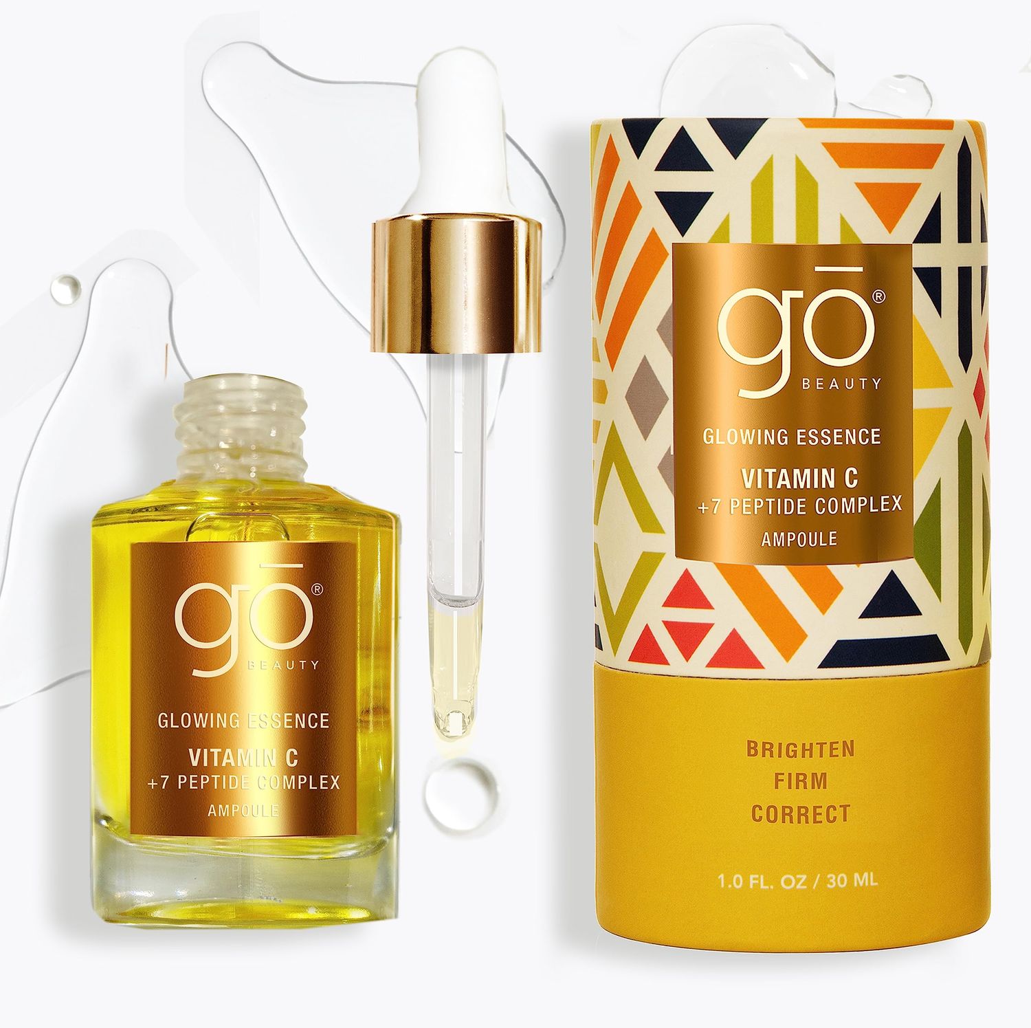 Go Beauty Daily Skin Brightening Tightening Serum with Vitamin C, Niacinamide, Vitamin B5, Collagen 7 Peptide Complex for Dark Spots, Dull Uneven Skin Tone - Glowing Essence,1 fl. Oz