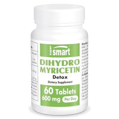 Supersmart - Dihydromyricetin 600mg per Day (High Purity) - DHM 98 Dihydromyricetin Supplement - Ampelopsis Grossedentata Extract Non-GMO Gluten Free - 60 Tablets