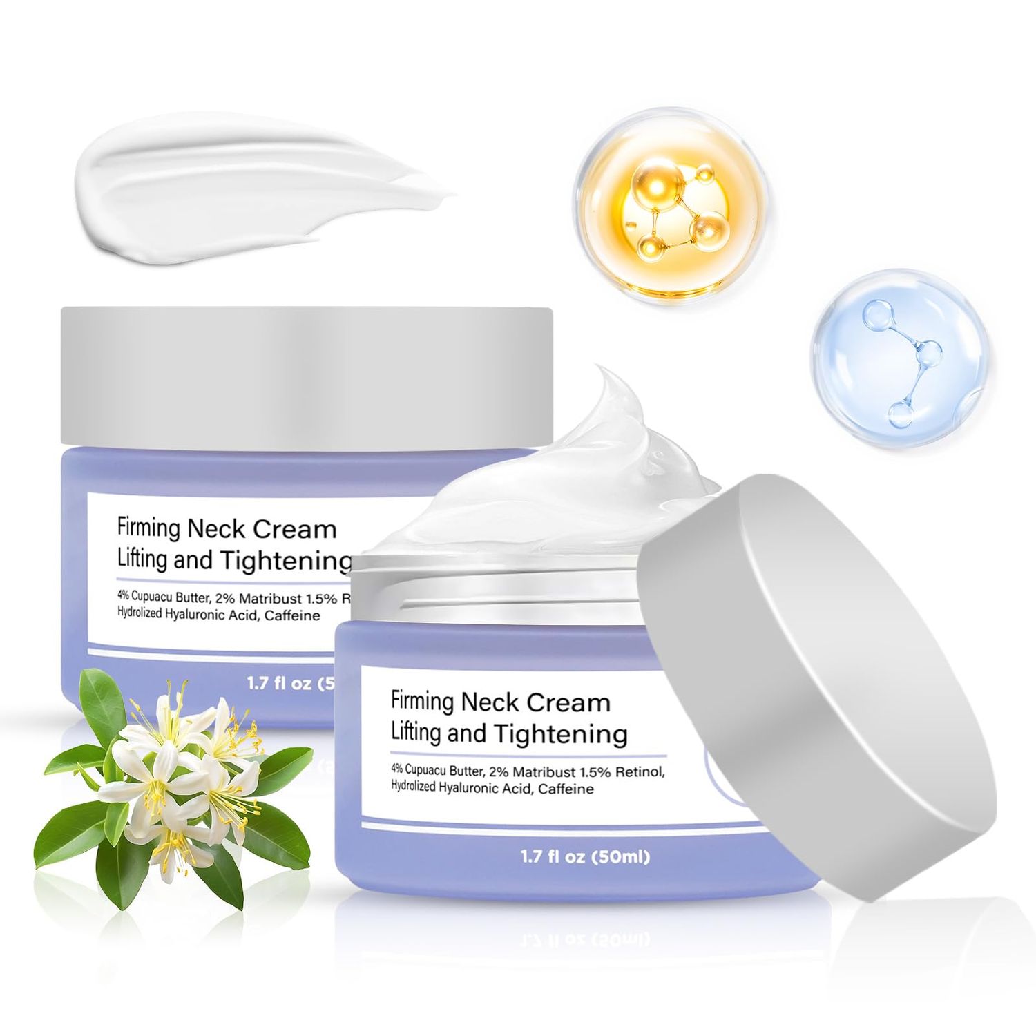 Neck Firming Cream Retinol For Tightening Lift Sagging Tighten Creams Line Remover Anti-Aging Cream Wrinkle Tightener Moisturizer Even Skin Tone With Pro-Active Repair Firming Complex 1.7 FLOz 2 Pcs