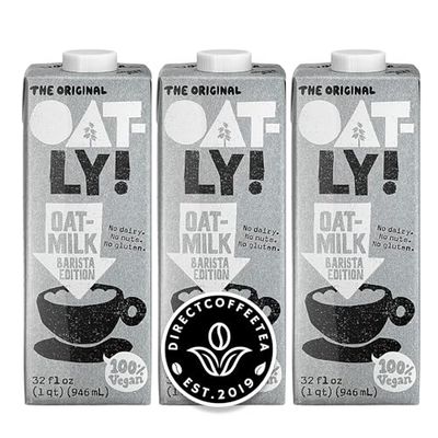 Direct Coffee Tea Est 2019 Oat Milk Value Bundle - Barista Edition, 3-Pack Non-Dairy Creamer for Coffee, Vegan, Dairy-Free Gluten-Free, Includes Brand Sticker