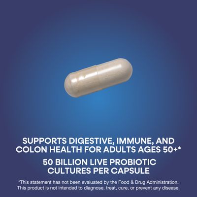 Nature s Way Fortify Extra Strength Probiotic Age 50, 50 Billion Live Cultures, 11 Strains, Prebiotics, Digestive Health, Immune Support, Colon Health, 30 Capsules (Packaging May Vary)