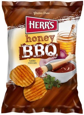 Herr&#39;s Honey BBQ Potato Chips, 1 Ounce (Pack of 42 Bags) - Sweet and Smoky Potato Chips - Perfect for School, Work, and Snack Time