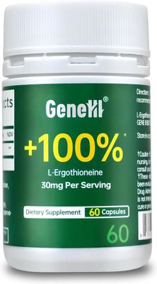 GENEIII L-Ergothioneine Supplement, 30mg(EGT)Serving, 6X Ergothioneine Mushroom Extract Supplements Longevity, Immune Support, Heart Health Brain Supplement, Lab Tested, Made in USA, 60 Servings