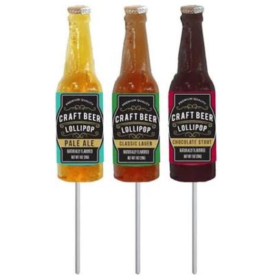 Handcrafted Craft Beer Bottle Lollipops 3 Unique Flavors: Pale Ale, Classic Lager, Chocolate Stout Father&#39;s Day, New Dad Gift for Dad or Husband, No Alcohol
