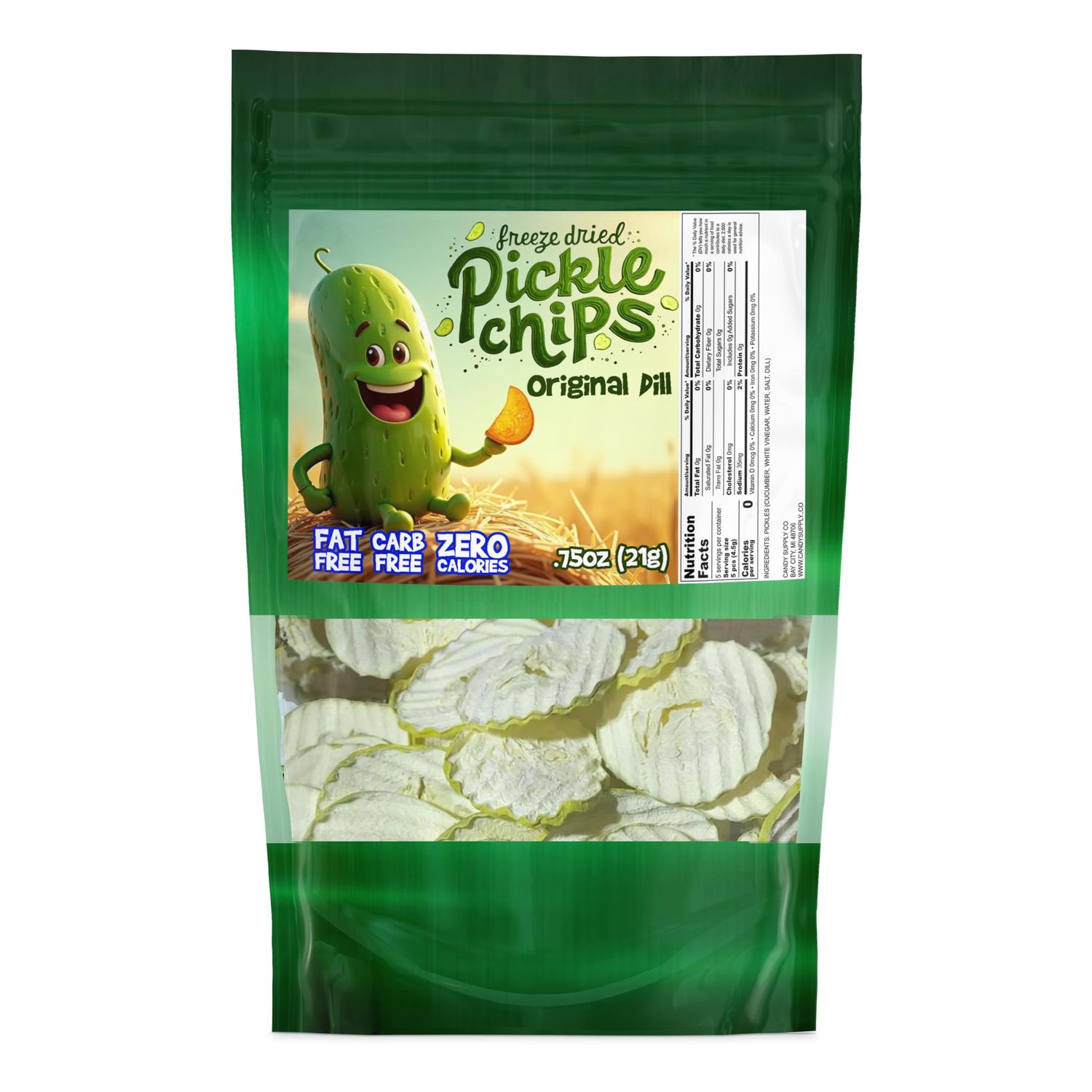 Original Dill Pickle Chips, Freeze Dried, Fat Free, Zero Calories, 0.75 oz