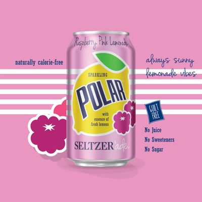 Polar Seltzer Raspberry Pink Lemonade, 12 Fl oz cans, 8pk