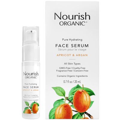 Nourish Organic Face Serum, Apricot Argan - Pure Hydrating Facial Serum with Vitamin C and Vitamin A Washable Cotton Round