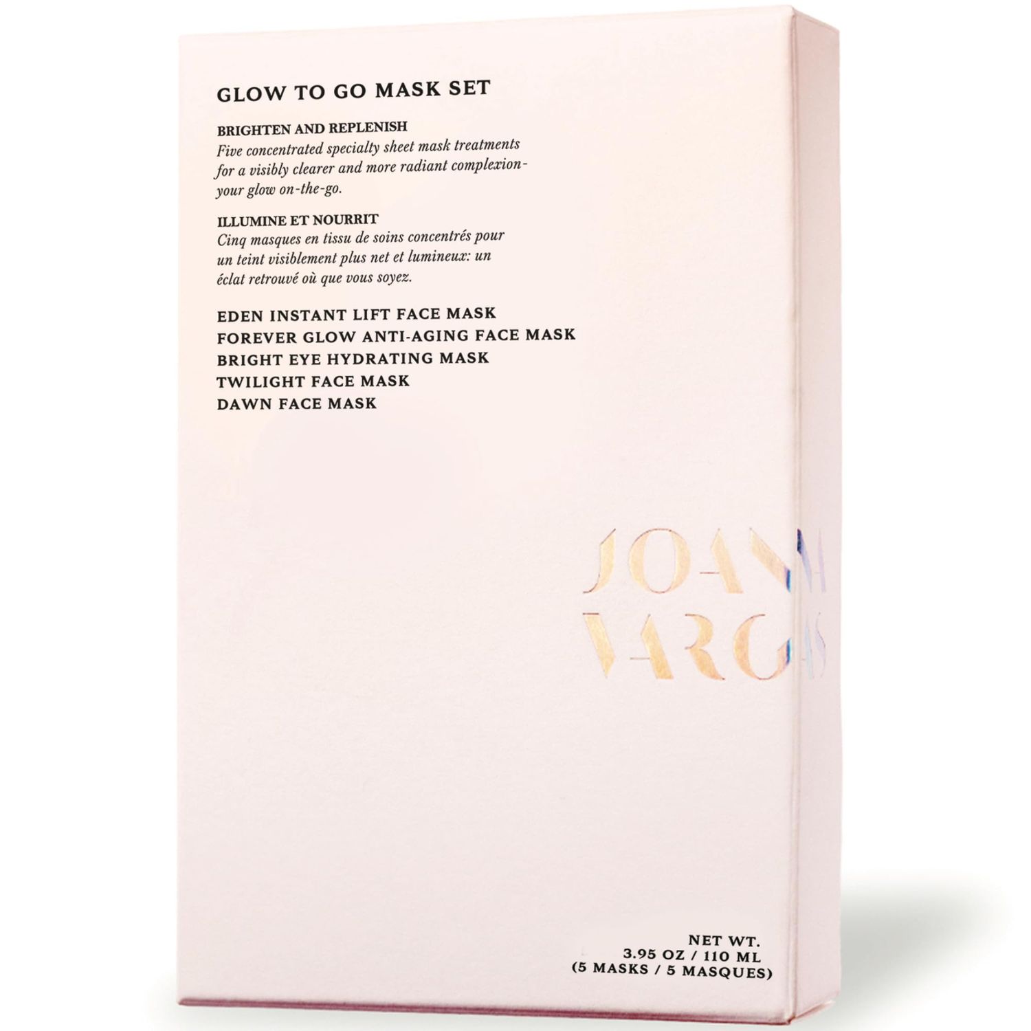 Joanna Vargas Glow to Go Moisturizing Face Masks for Women - 5 Sheets Hydrating Face Masks for Radiant Revitalized Skin - Travel-Friendly Face Mask Skincare Set - Firming Facial Masks for Women