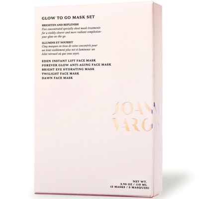 Joanna Vargas Glow to Go Moisturizing Face Masks for Women - 5 Sheets Hydrating Face Masks for Radiant Revitalized Skin - Travel-Friendly Face Mask Skincare Set - Firming Facial Masks for Women