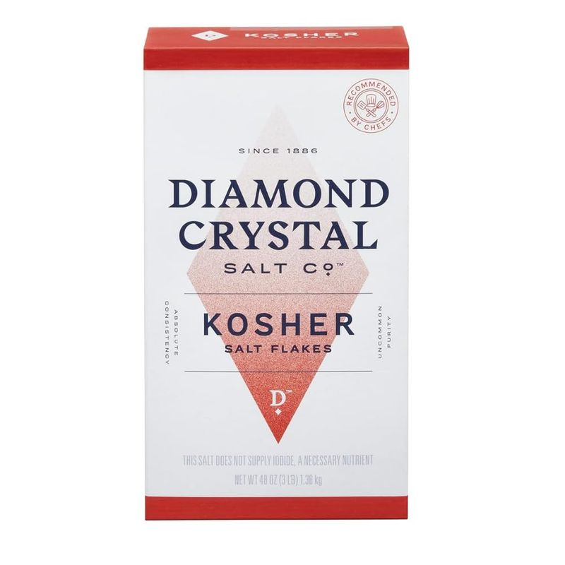 Diamond Crystal Kosher Salt - Full Flavor, No Additives and Less Sodium - Pure and Natural Since 1886-3 Pound (New Packaging)