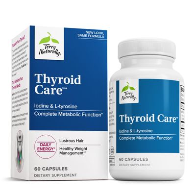 Terry Naturally Thyroid Care - Immune Health Energy Support Formula - Nutritional Supplement with Iodine for Thyroid Health Support - Wellness Supplement with L-Tyrosine - 60 Capsules