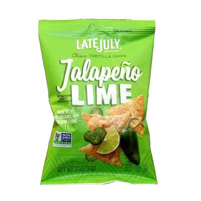 Late July Jalapeno Lime Clasico Tortilla Chips, 2 Ounce - 24 per case.