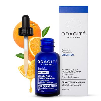 Odacite Brightening Vitamin C Hyaluronic Facial Serum - Anti-Aging Facial Serum Targets Loss of Firmness Dark Spots - Squalane, Vitamin E Neroli Floral Water for Smooth Skin - 1 Fl Oz