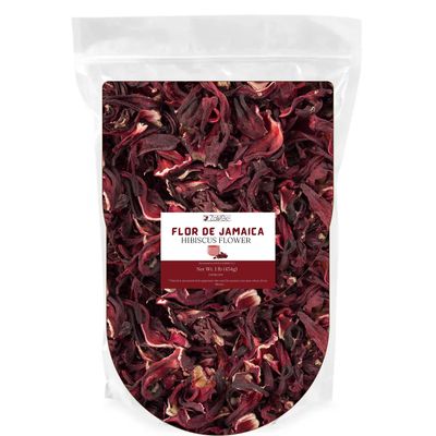 ZAVBE Hibiscus Tea 1lbs Dried Hibiscus Flower Perfect for Hibiscus Tea loose leaf, Flor de Jamaica, Cut and Sifted Packaged in Resealable Bag Hot Iced Tea, Whole Flowers and Petals. (16, Ounces)