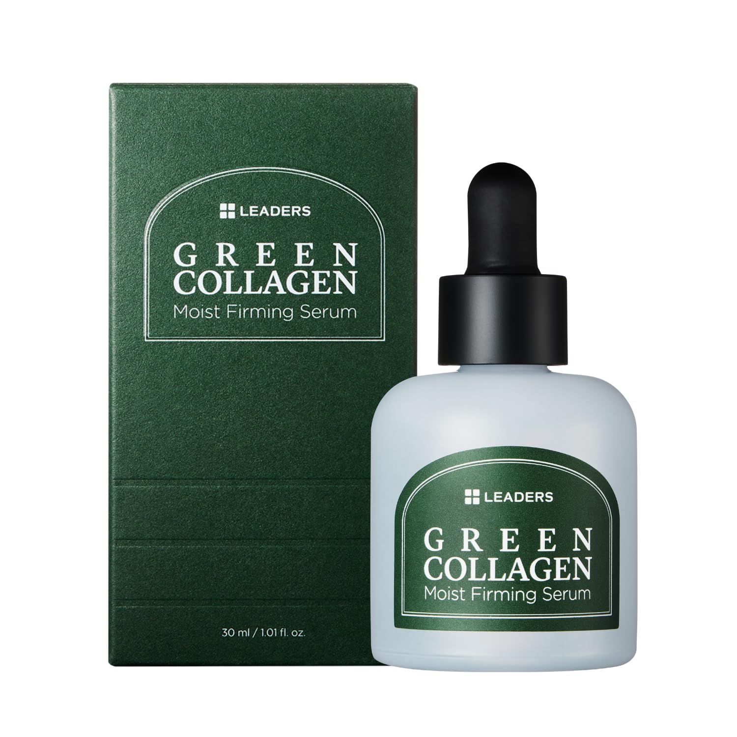 Leaders Green Collagen Moist Firming Serum - Vegan Plant-Powered Anti-Aging, Skin Firming, Hydration, Improves Elasticity, Repairs Skin Barrier, Phyto-Lacto Collagen, Suitable for Sensitive Skin 30ml
