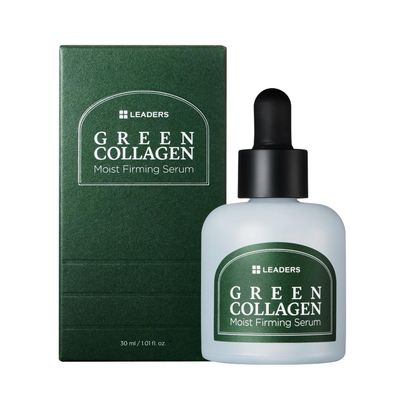 Leaders Green Collagen Moist Firming Serum - Vegan Plant-Powered Anti-Aging, Skin Firming, Hydration, Improves Elasticity, Repairs Skin Barrier, Phyto-Lacto Collagen, Suitable for Sensitive Skin 30ml