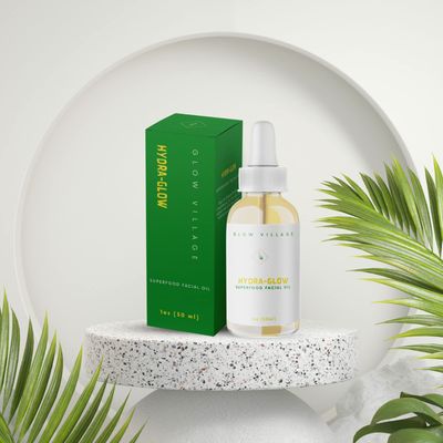 Glow Village Hydra-Glow Superfood Facial Oil Skin-Smoothening, Nutrient- Rich, Fragrance-free, Lightweight Vitamin E, Baobab, Avocado and Jojoba Oils Day and Night oil 1 oz