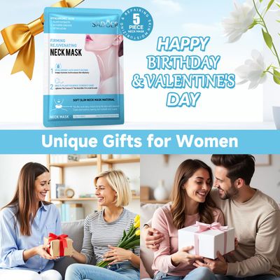 SADOER Collagen Neck Mask 5 Pack, Anti-Wrinkle Firming Patches with Hyaluronic Acid, Centella Asiatica Plant Extracts,Deep Hydration Elasticity Boost for Smooth Skin, Unique Gift for WomenMom