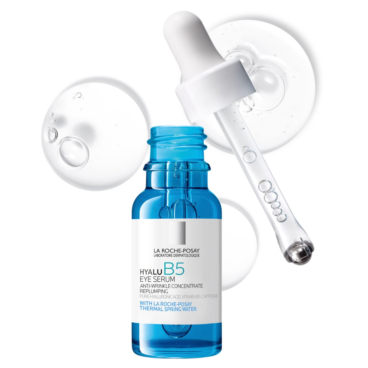 La Roche-Posay Hyalu B5 Eye Serum with Hyaluronic Acid Caffeine for Dark Circles, Hydrating Serum for Dark Circles and Wrinkles with Roller Ball Applicator, Replumps Under Eye, Fragrance Free