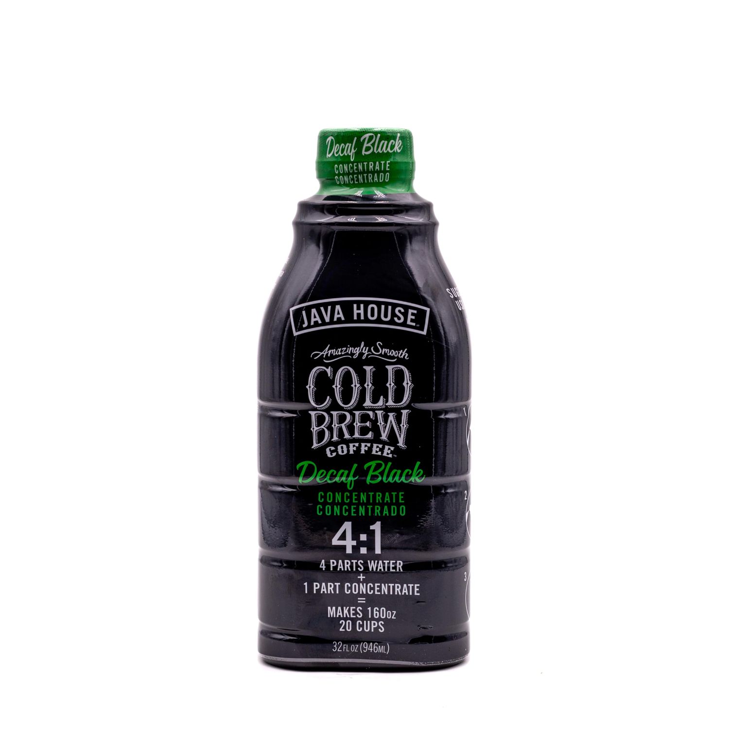 JAVA HOUSE Cold Brew Coffee, Decaf Colombian 4:1 Liquid Concentrate, 32 Ounce Bottle