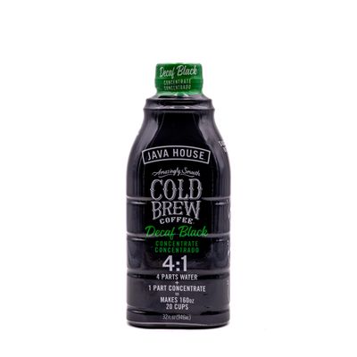 JAVA HOUSE Cold Brew Coffee, Decaf Colombian 4:1 Liquid Concentrate, 32 Ounce Bottle