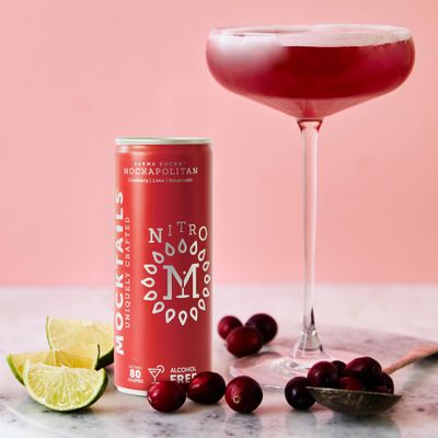 NITRO Mocktails Mockapolitan (Pack of 12) Award-Winning Non-Alcoholic Cosmopolitan Non-GMO Vegan NA Drinks Low Calorie Alcohol Alternative Beverage Zero Proof Flavorful Canned Mocktails 12x200ml