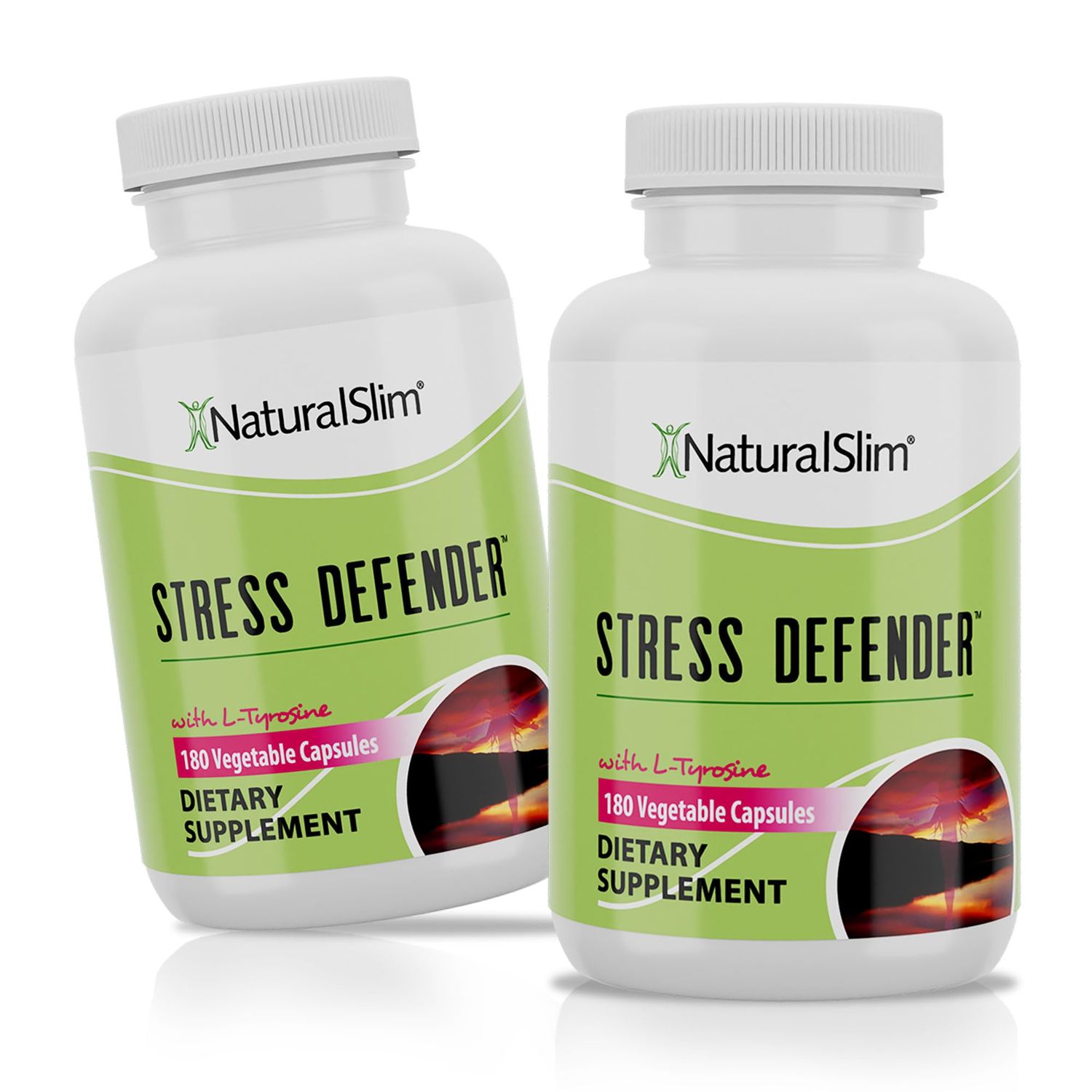 NaturalSlim Stress Relief Supplement - Stress Defender, High Cortisol Reducer, Control Cravings, Sleep Metabolism Support with Vitamin B5 Pantothenic Acid L Tyrosine 180 Vegetable Capsules 2 Pack
