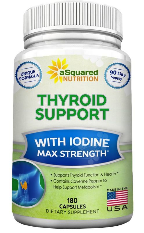 aSquared Nutrition Premium Thyroid Support Supplement with Iodine (180 Capsules) - Best Herbal Vitamin Complex Pills w B12, Ashwagandha, Bladderwrack Kelp - Helper for Healthy Hormone Energy