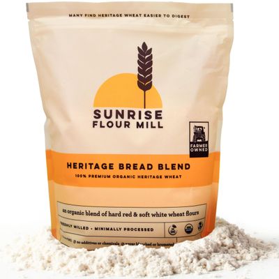 Sunrise Flour Mill Heritage Organic Bread Flour Blend - 5 lbs Organic Unbleached Bread Flour Easy to Digest with Less Bloating High Protein Bread Flour for Superior Baking Smooth, Nutty Flavor